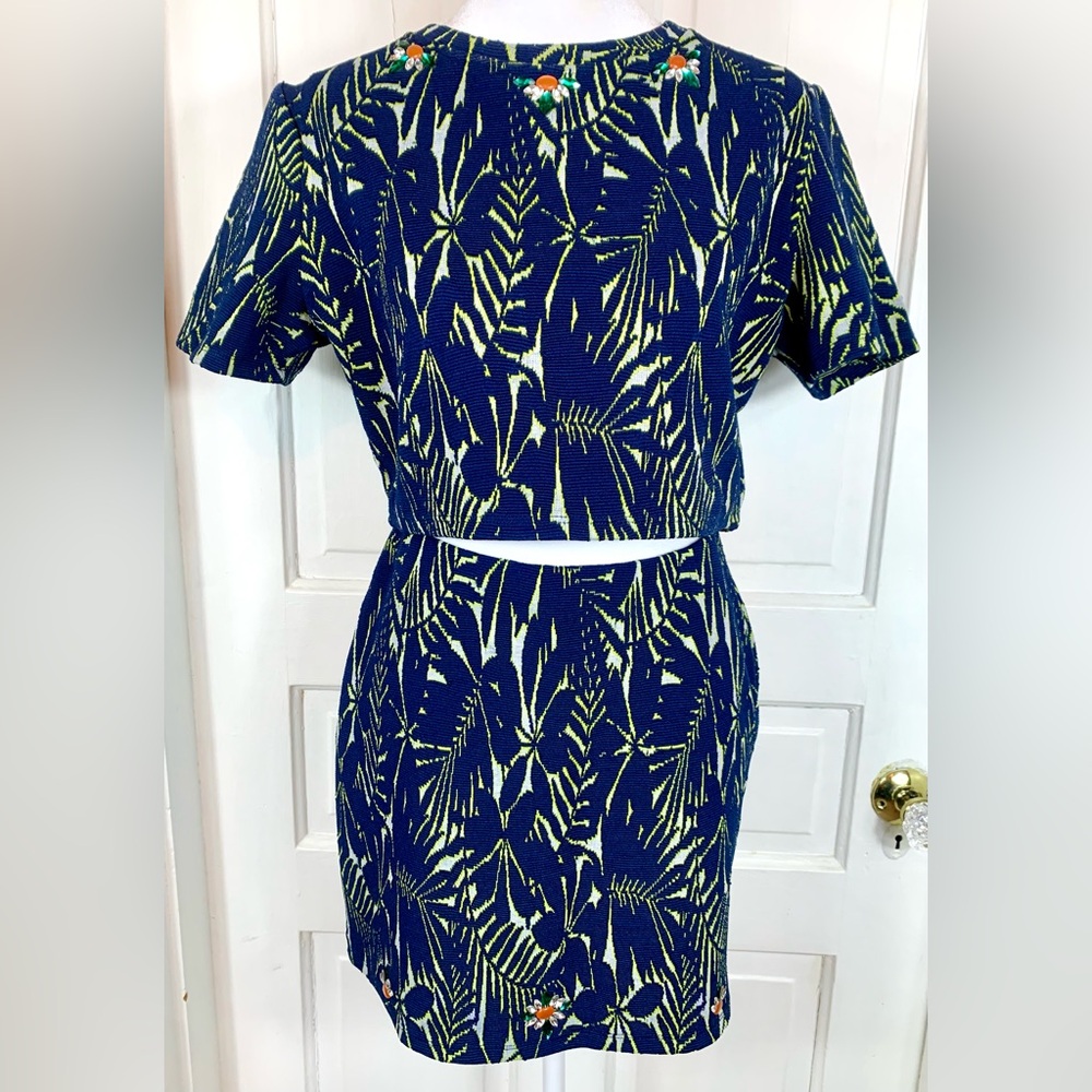 Zara Floral Jeweled Jacquard Mini Skirt and Crop Top - NWT